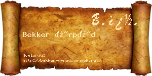 Bekker Árpád névjegykártya