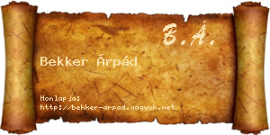 Bekker Árpád névjegykártya