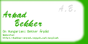 arpad bekker business card