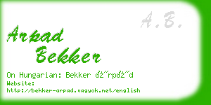 arpad bekker business card